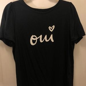 Black "Oui" T Shirt Anthropologie Size Medium